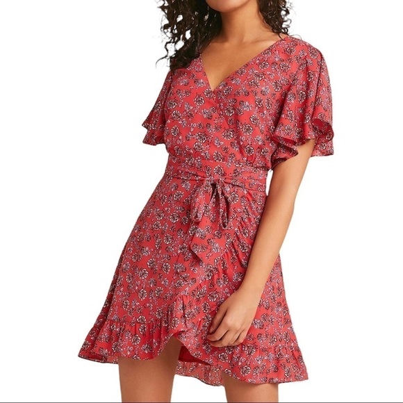 JACK by BB Dakota red floral ruffle dress, size 4 - Picture 1 of 8